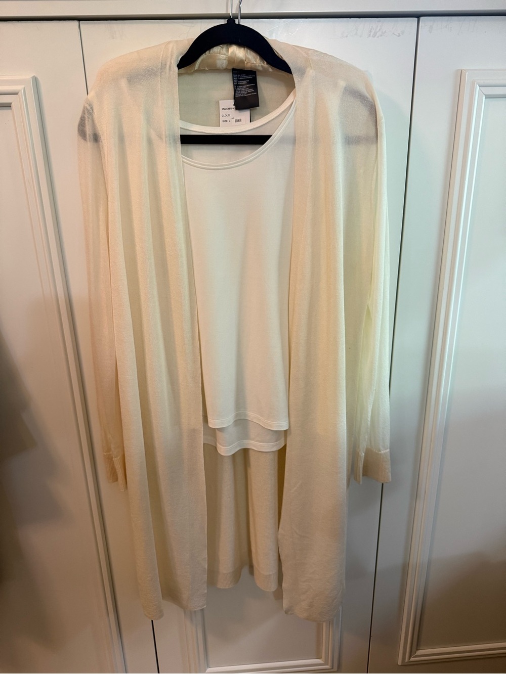 Lafayette 148 New York Cashmere Blend Duster Cardigan Cloud Ivory NWT